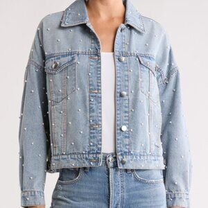 Vigoss Imitation Pearl Denim Jacket